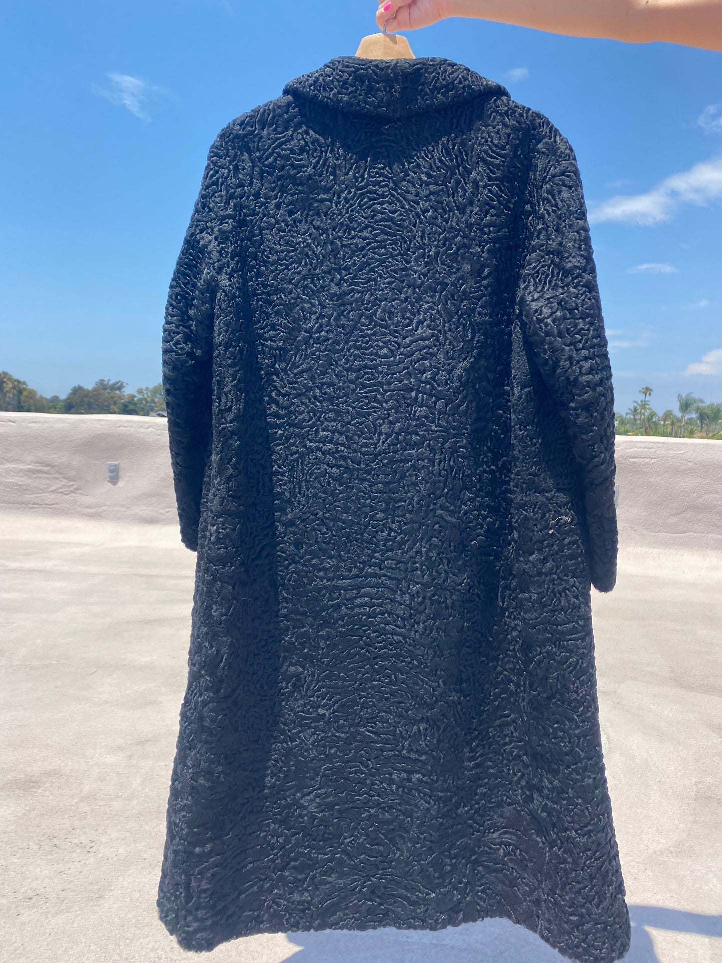 Vintage Black Karakul Lamb Fur Coat