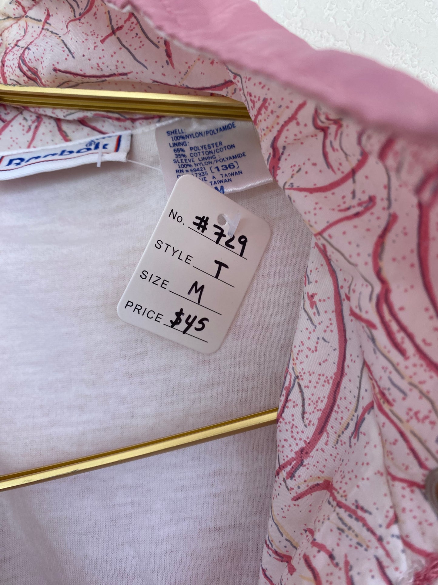 Vintage Pink Reebok Track Jacket (729)