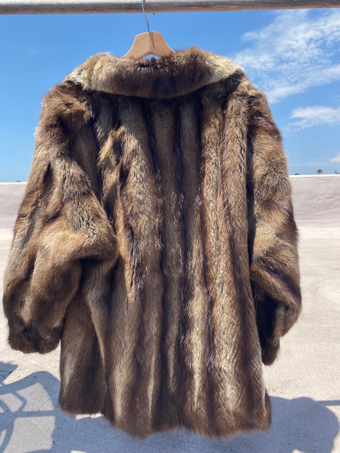 Vintage Mid-Length Striped Fur Coat
