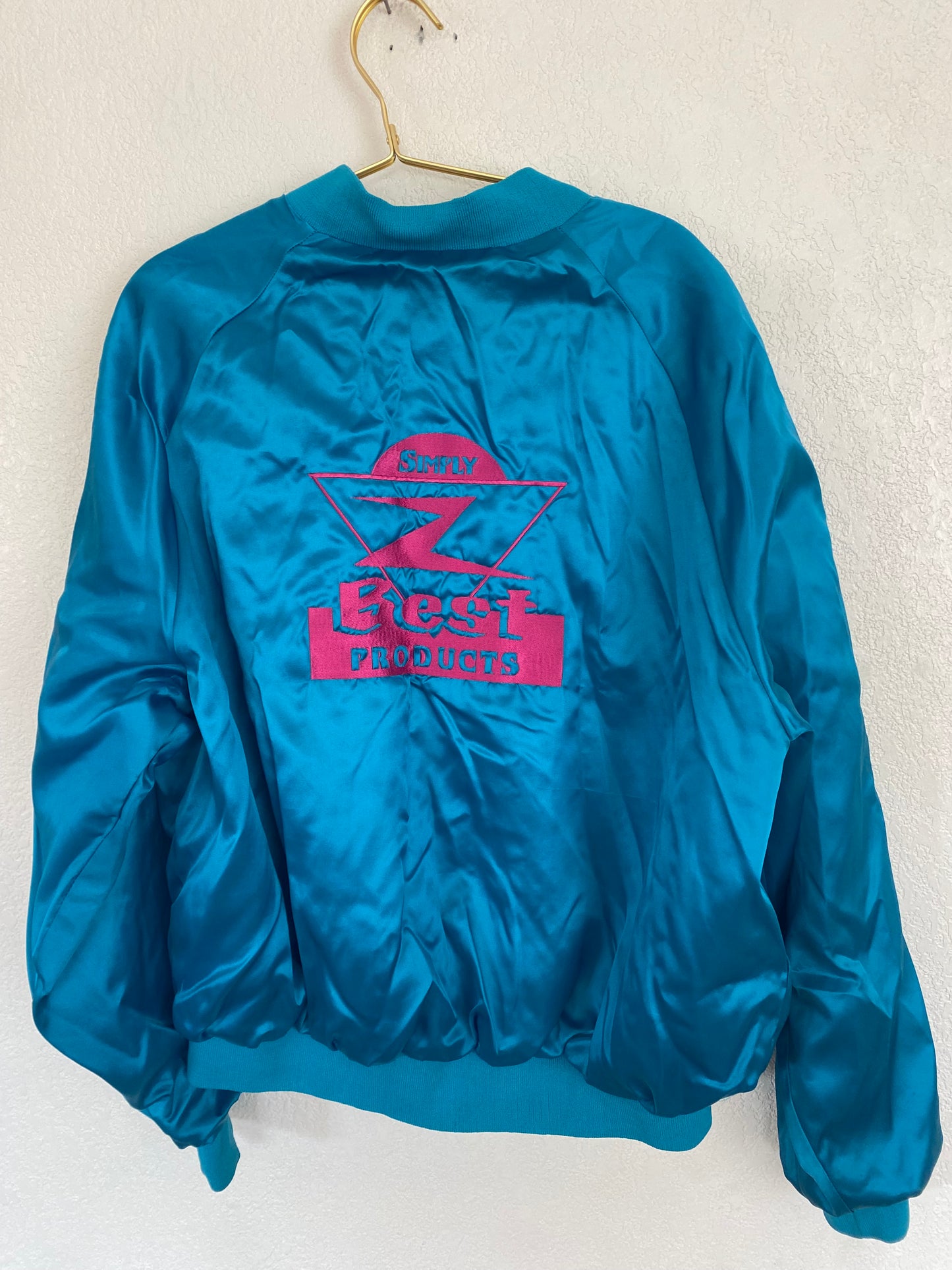 Vintage blue shiny bomber jacket