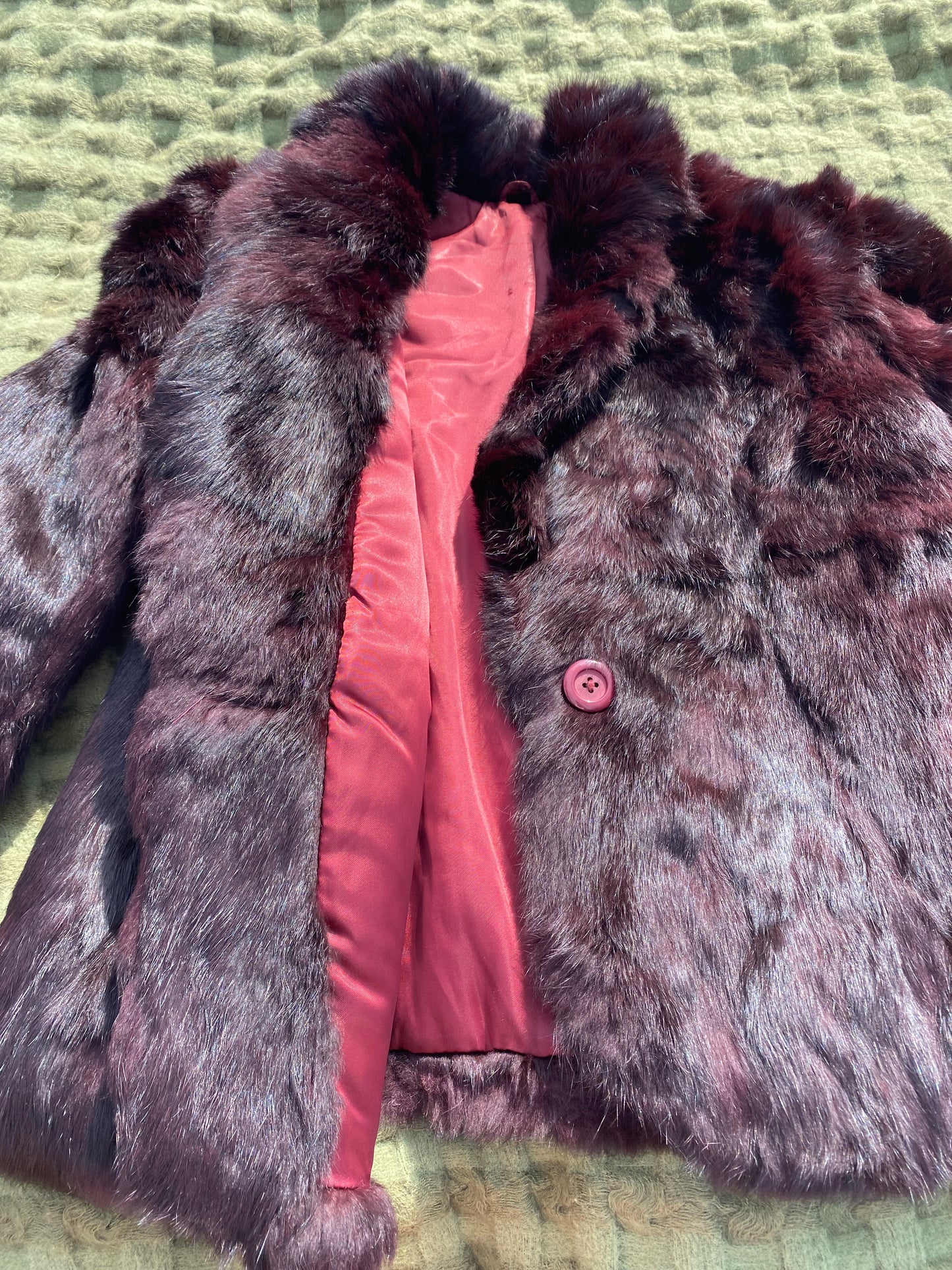 Vintage Red Rabbit Fur Coat