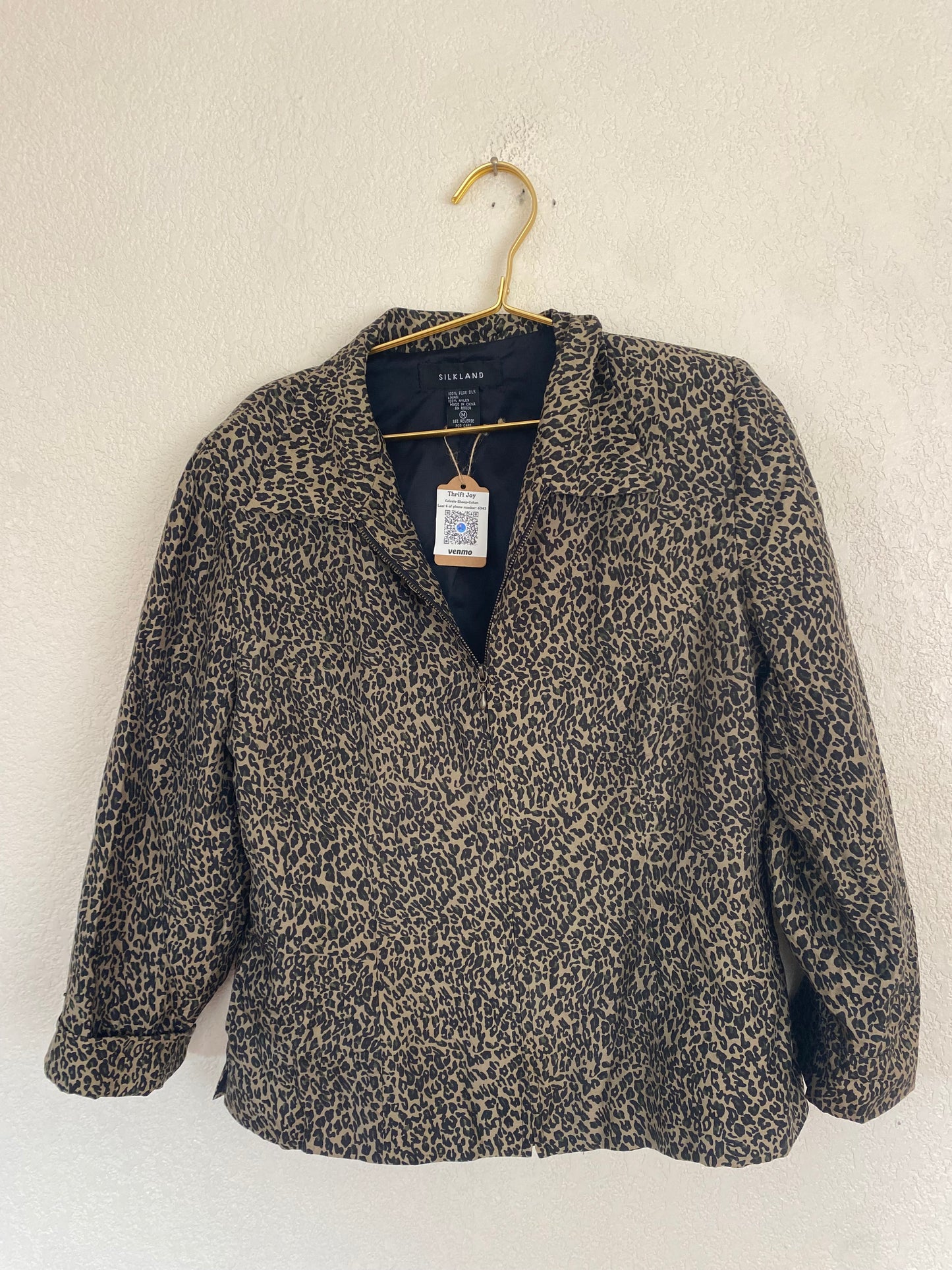 Vintage Leopard Print Silk Jacket