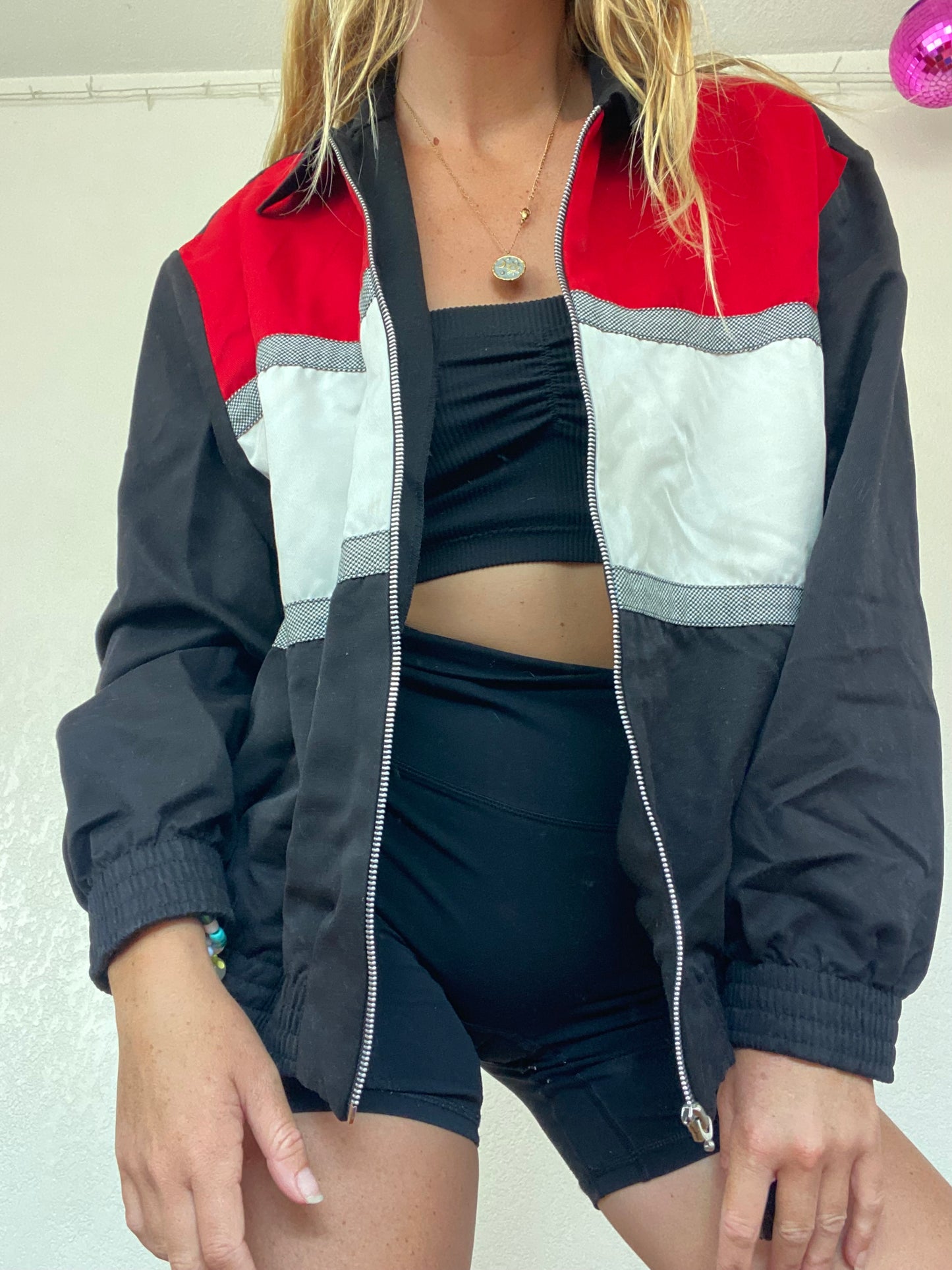 Vintage Red, White, and Black Jacket