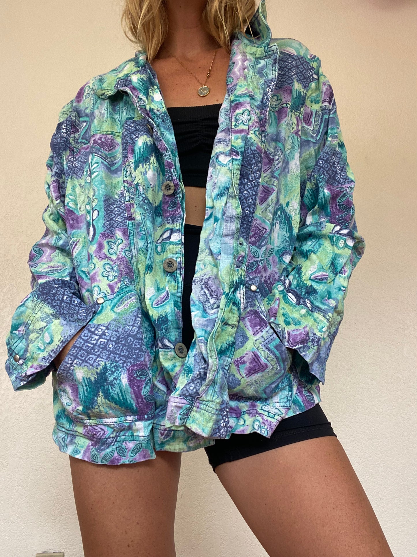 Vintage Blue Watercolor Jacket