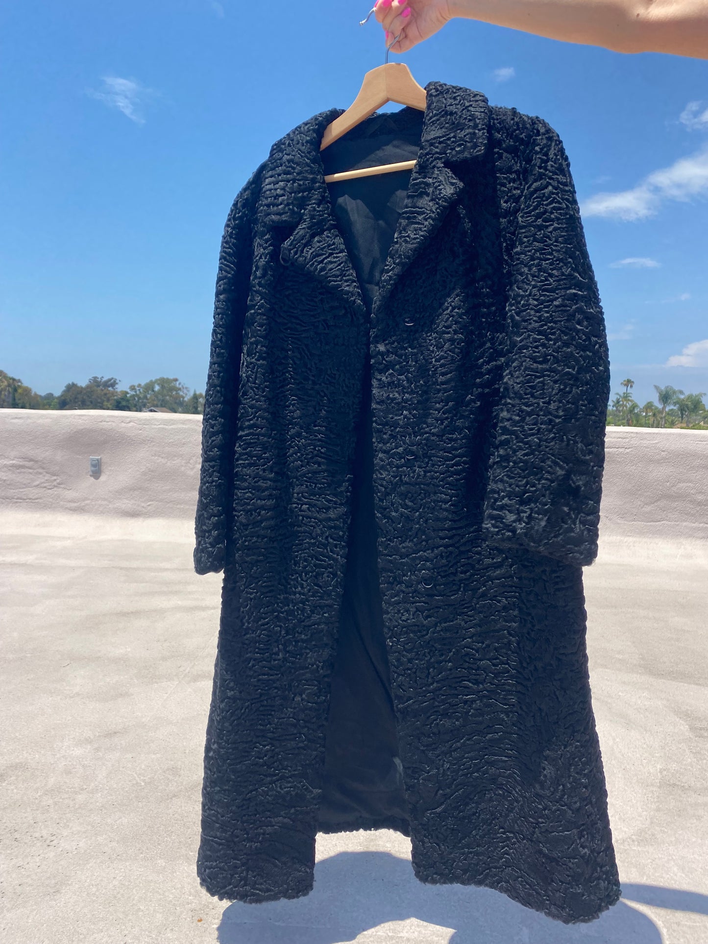 Vintage Black Karakul Lamb Fur Coat