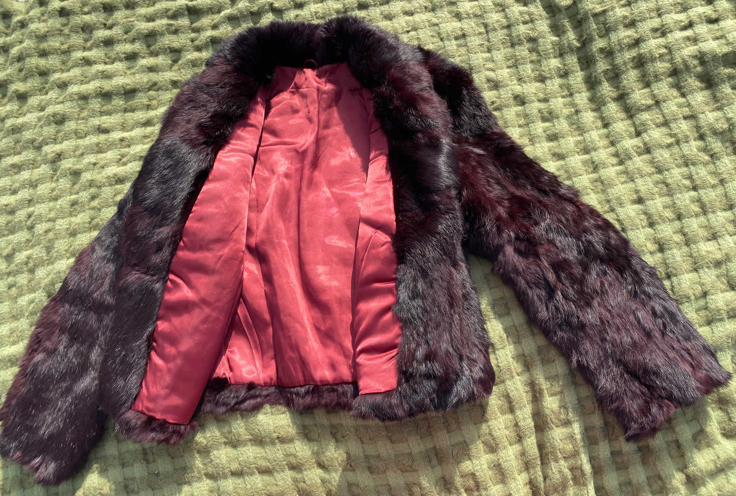 Vintage Red Rabbit Fur Coat