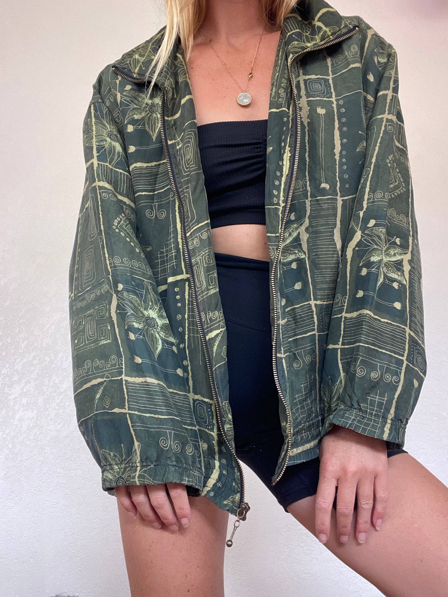 Vintage Green Silk Jacket, Large