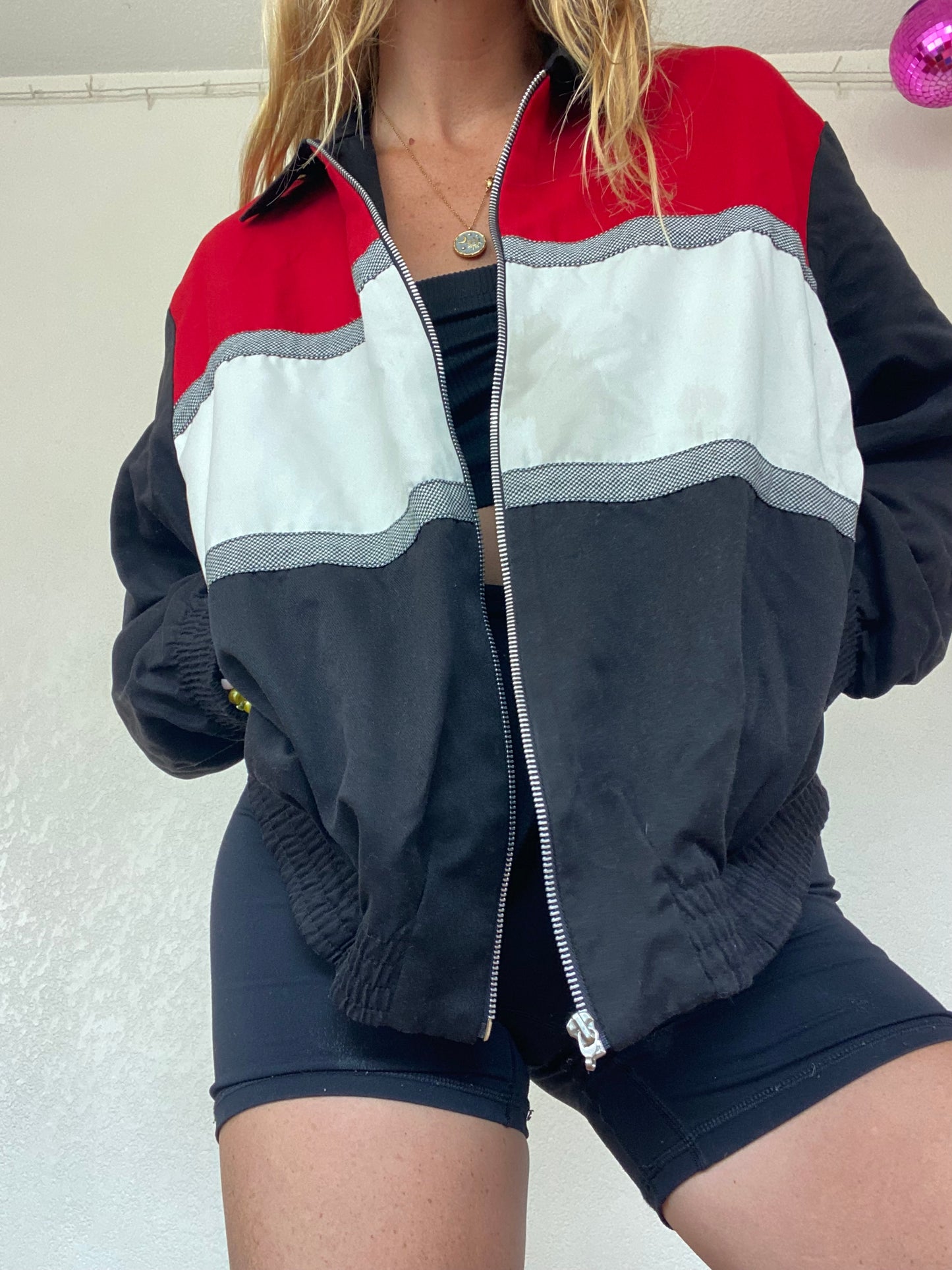 Vintage Red, White, and Black Jacket