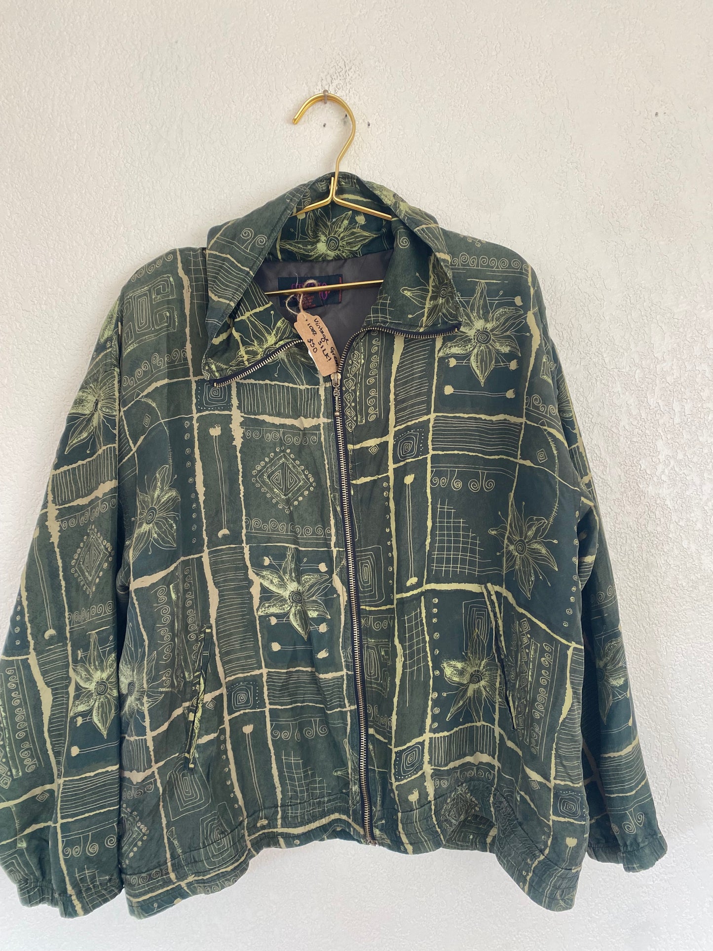 Vintage Green Silk Jacket, Large