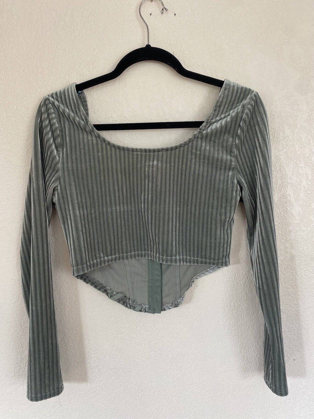 Silver Velvet Long Sleeve Shirt - Unbranded - Women’s Medium # 2640