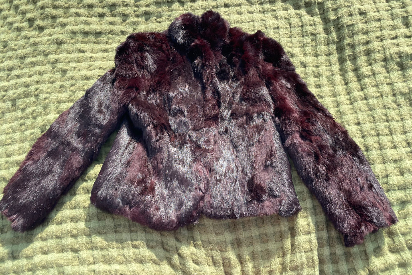 Vintage Red Rabbit Fur Coat