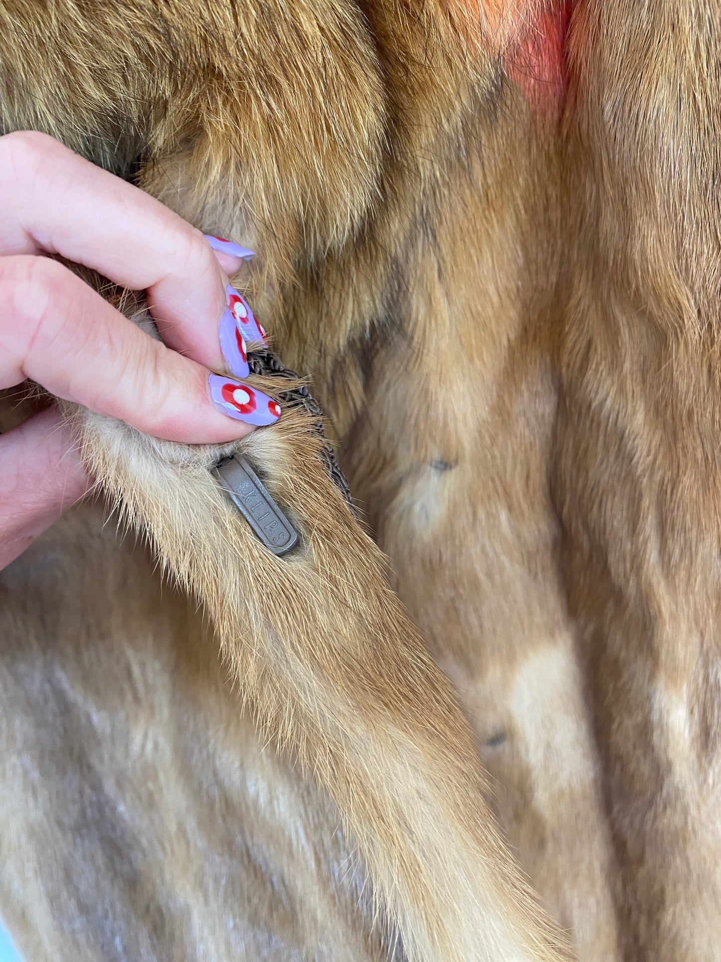 Vintage Red Fox Fur Coat with Braided Belt