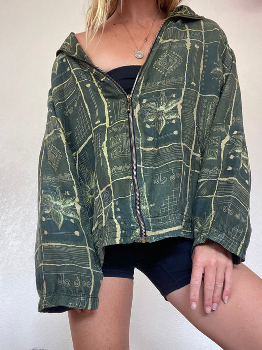 Vintage Green Silk Jacket, Large