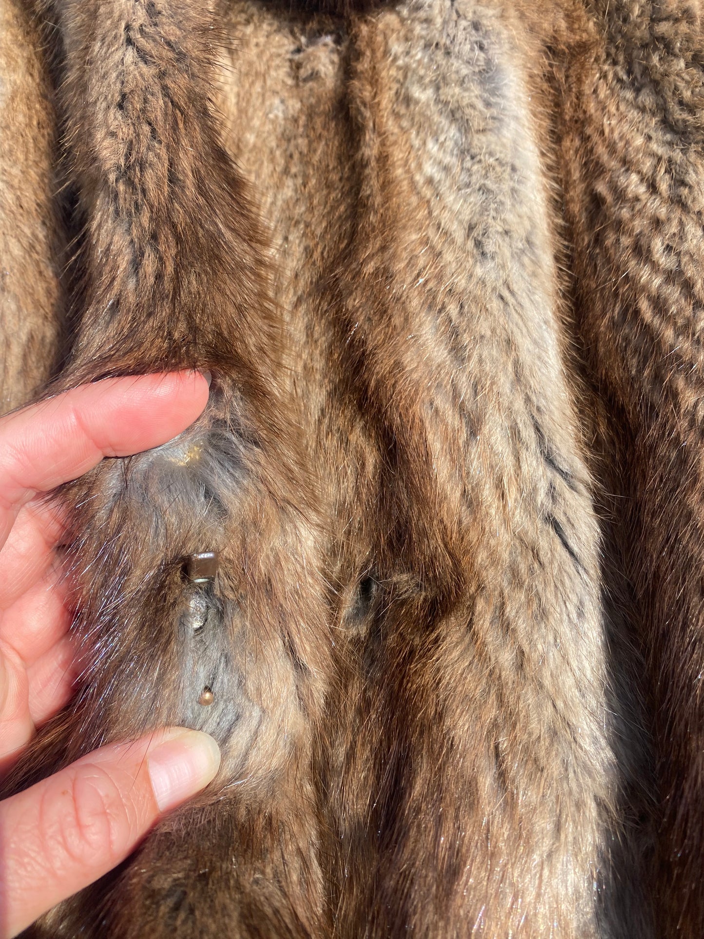 Vintage Mid-Length Striped Fur Coat