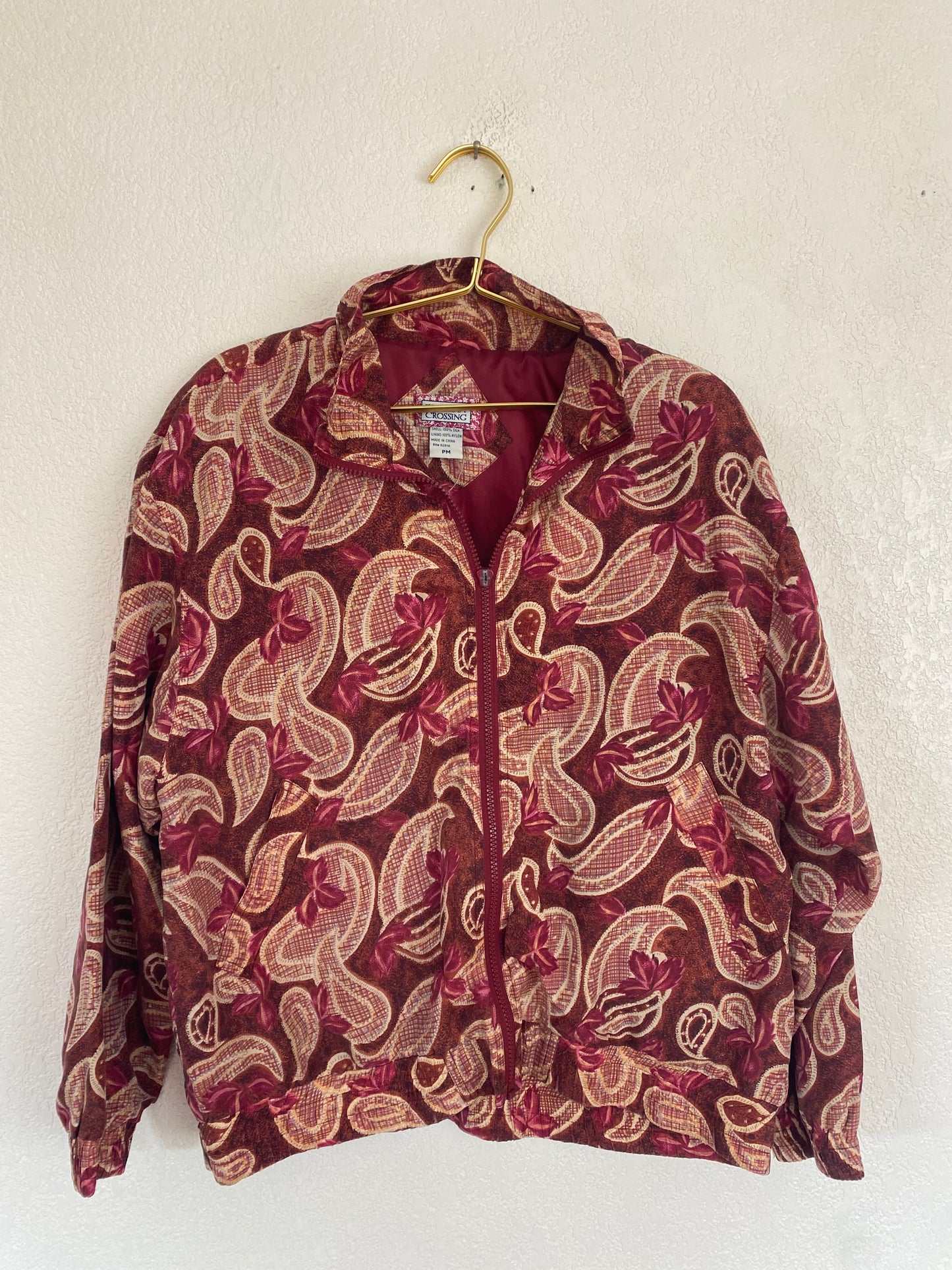 Vintage Red Silk Jacket, Medium