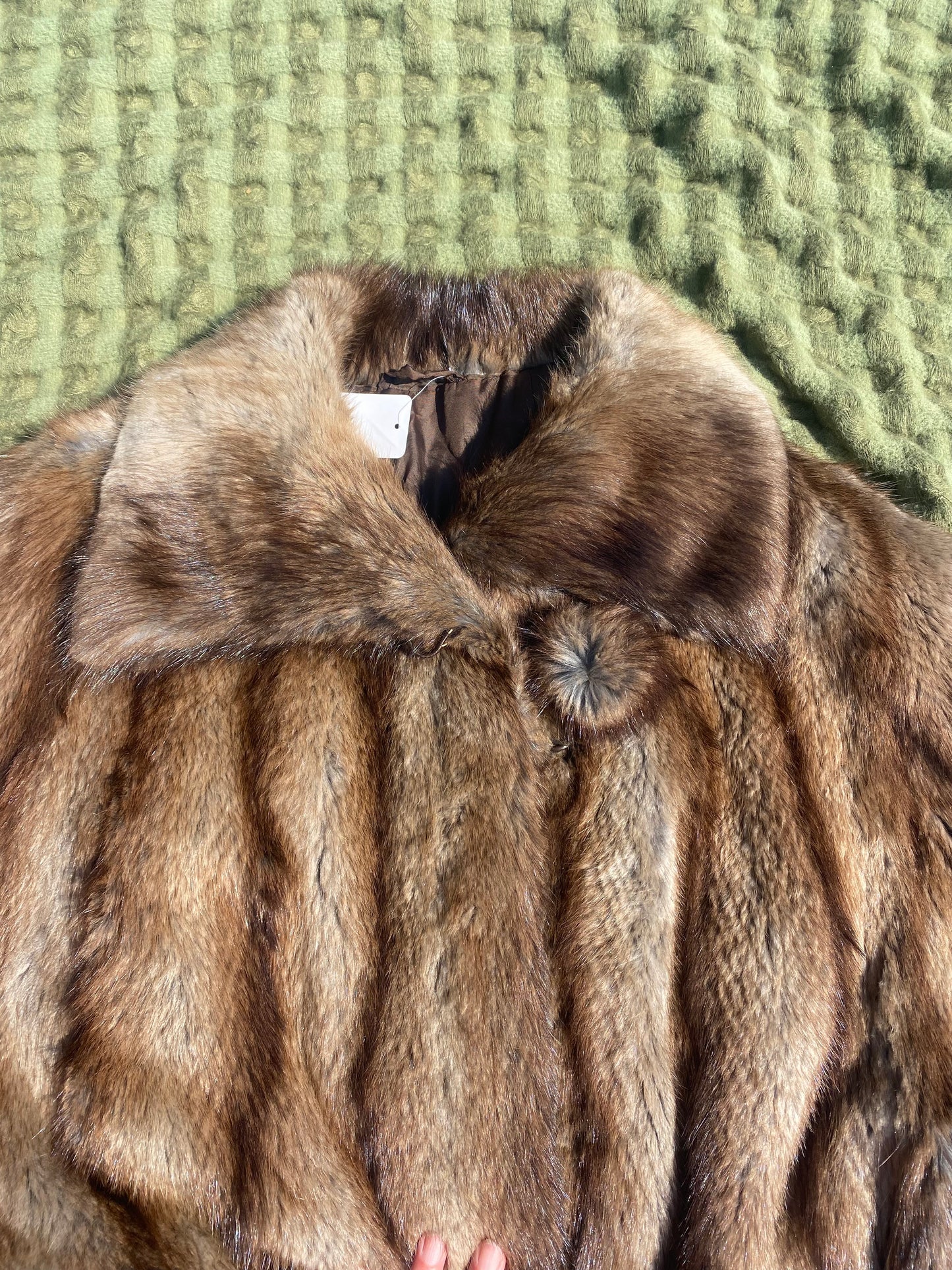 Vintage Mid-Length Striped Fur Coat