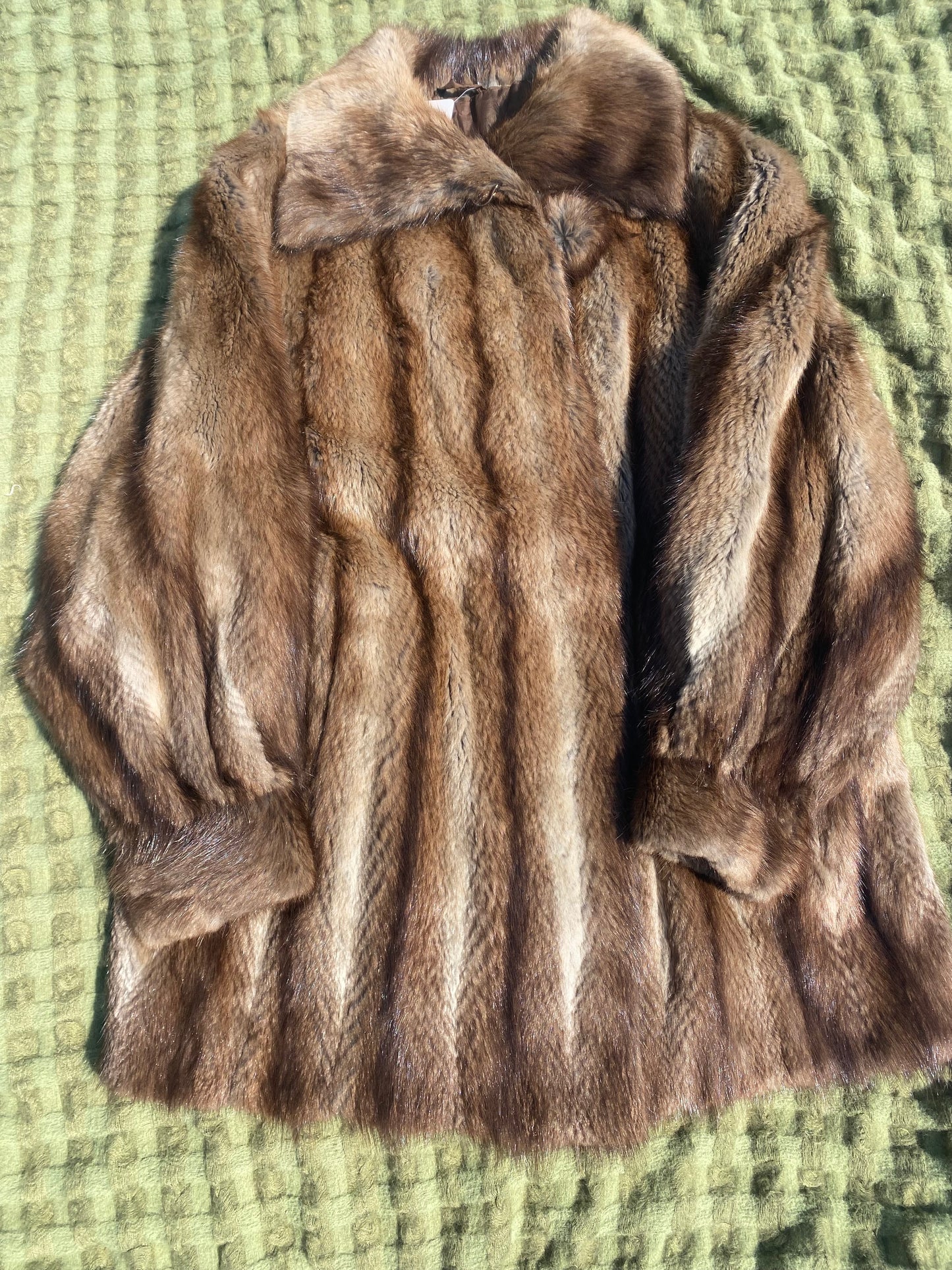 Vintage Mid-Length Striped Fur Coat