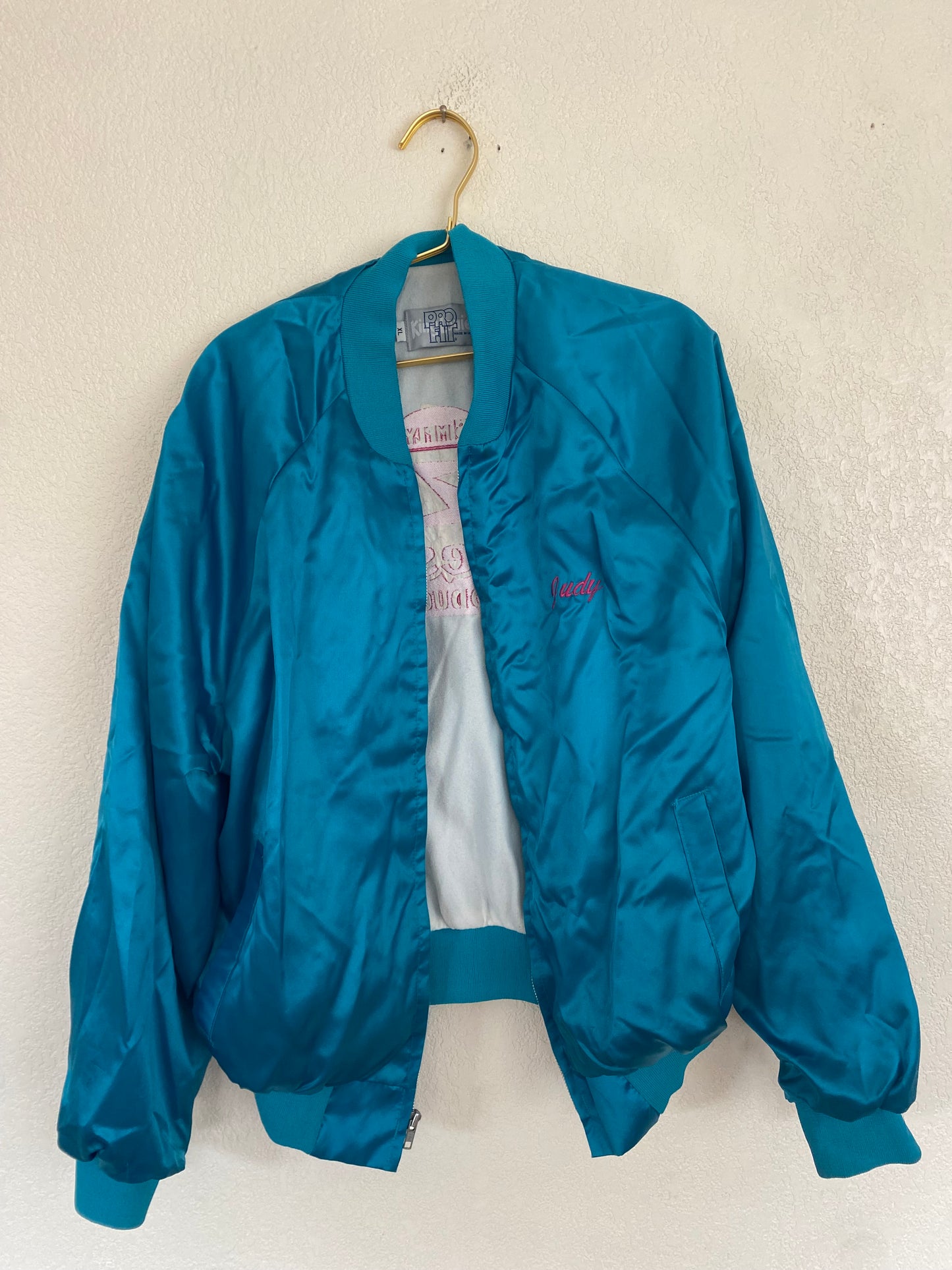 Vintage blue shiny bomber jacket