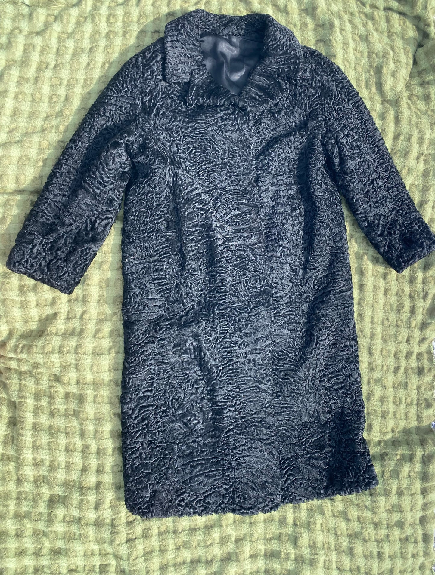 Vintage Black Karakul Lamb Fur Coat