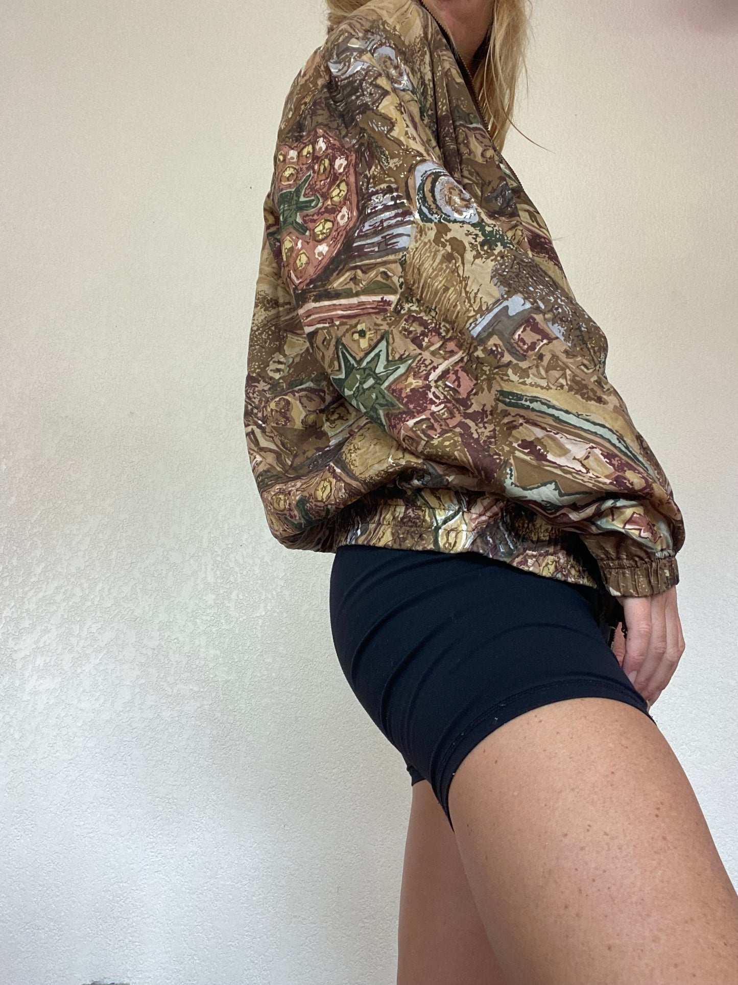 Vintage Earthy Silk Jacket, Small