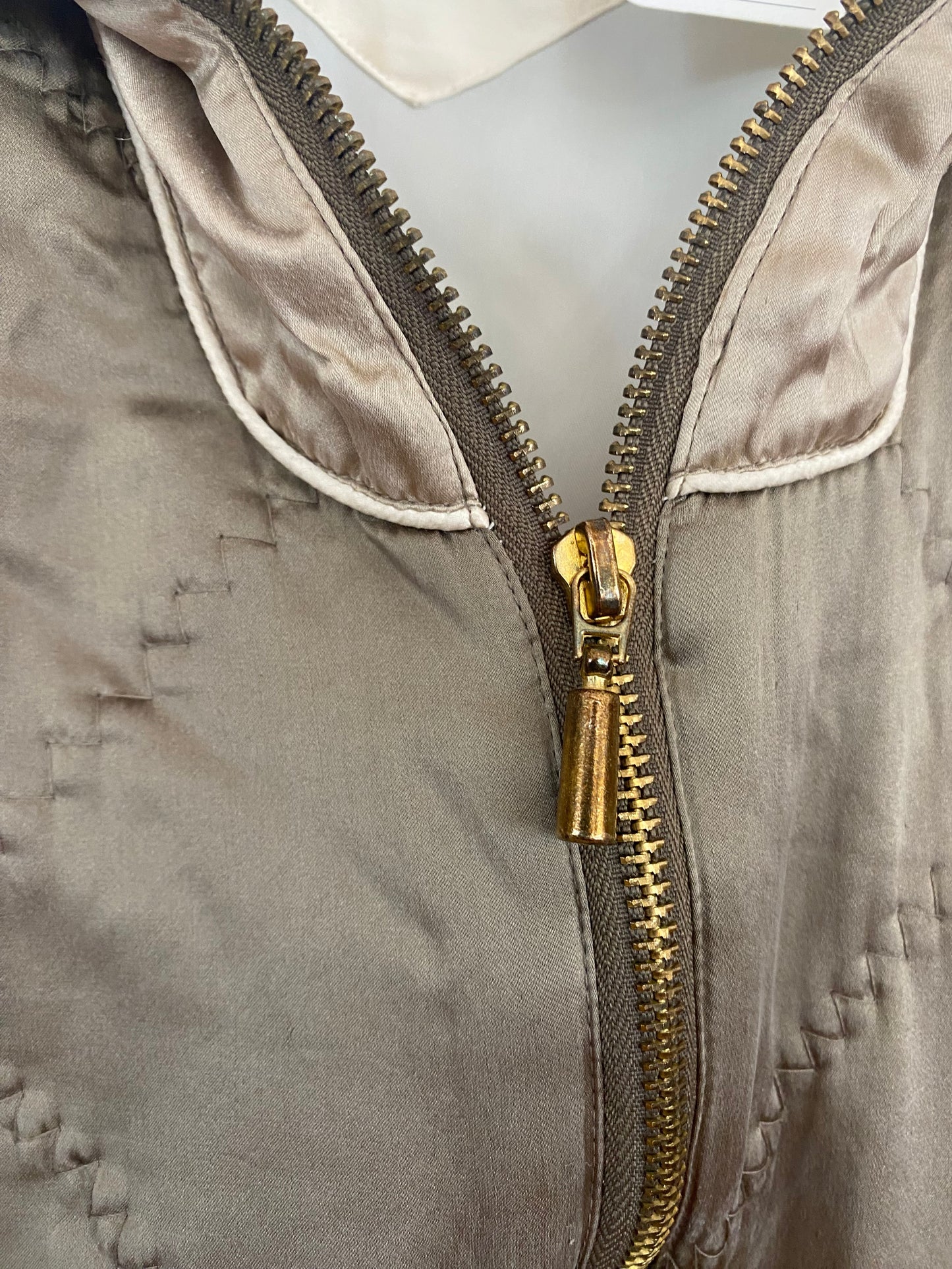 Vintage Neutral Silk Bomber Jacket (717)