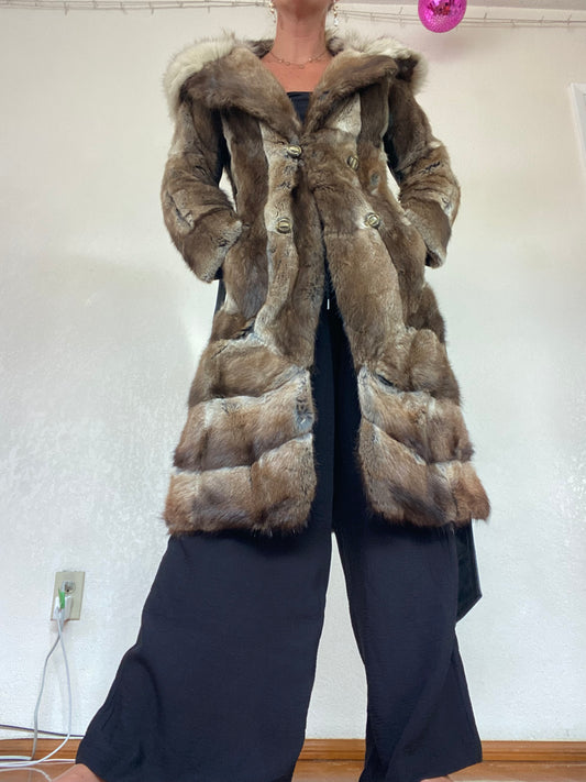 Vintage Rabbit Fur Coat by David Green – Women’s XS