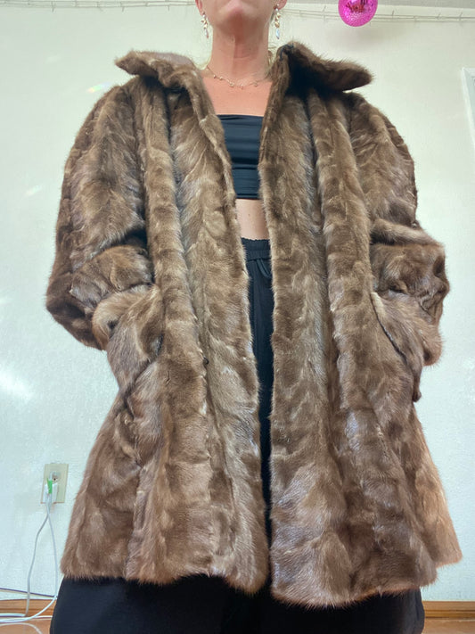 Vintage Brown Mink Fur Coat