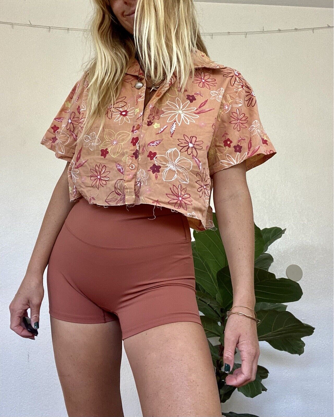 Orange Tropical Button Down Shirt - Bobbie Brooks - Women’s Large