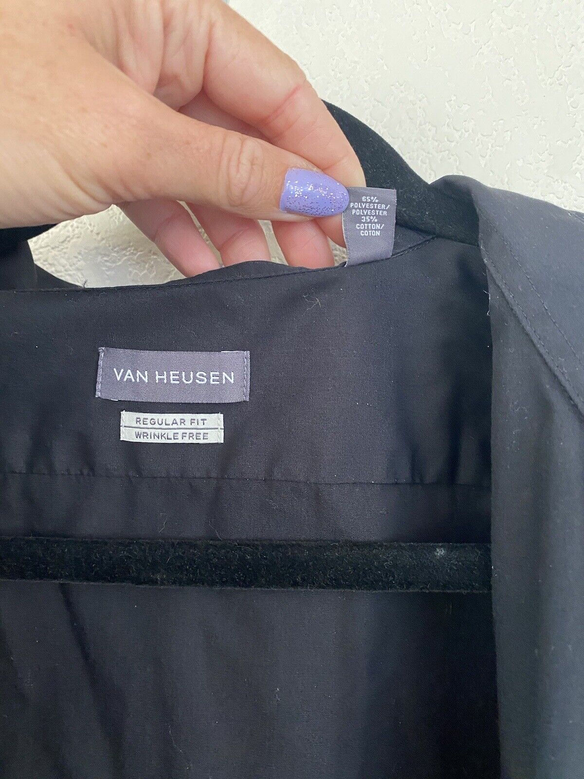 Black Button Down Shirt - Van Heusen - Men's XL # 2163