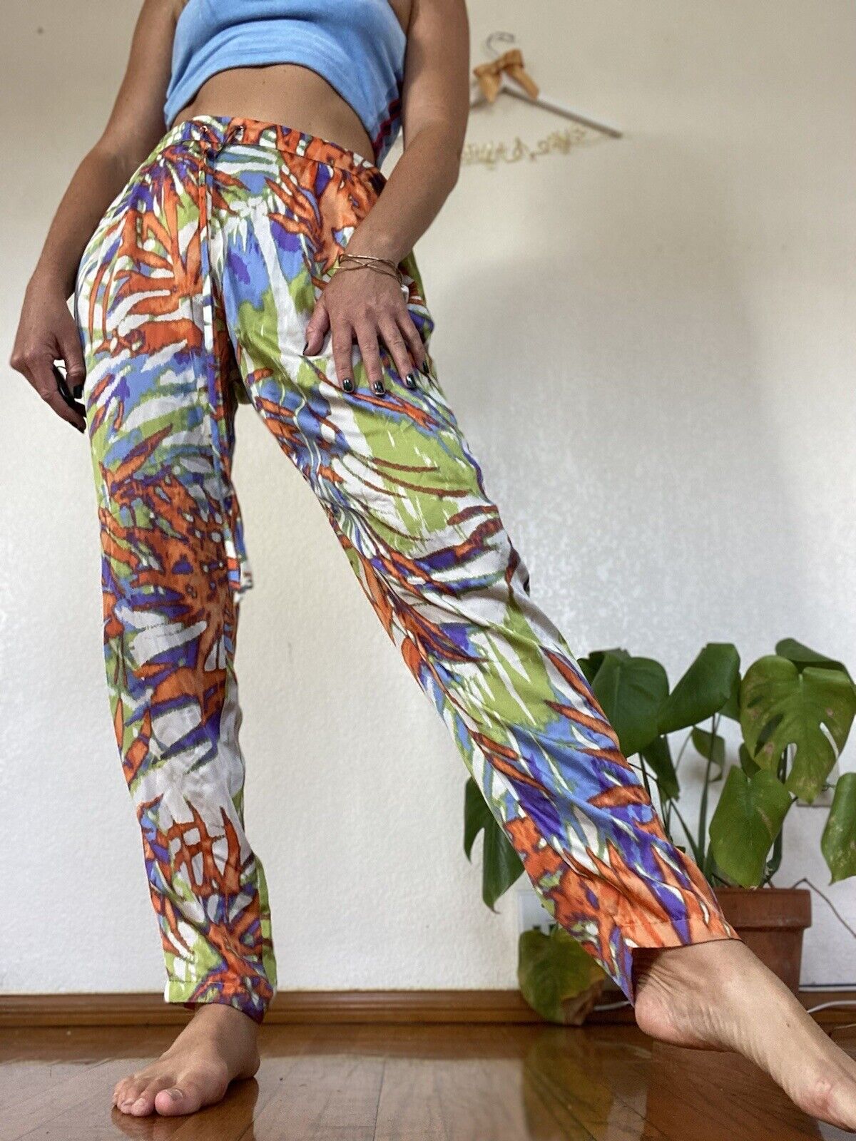Orange Tropical Party Pants - Allen B - Women's 6