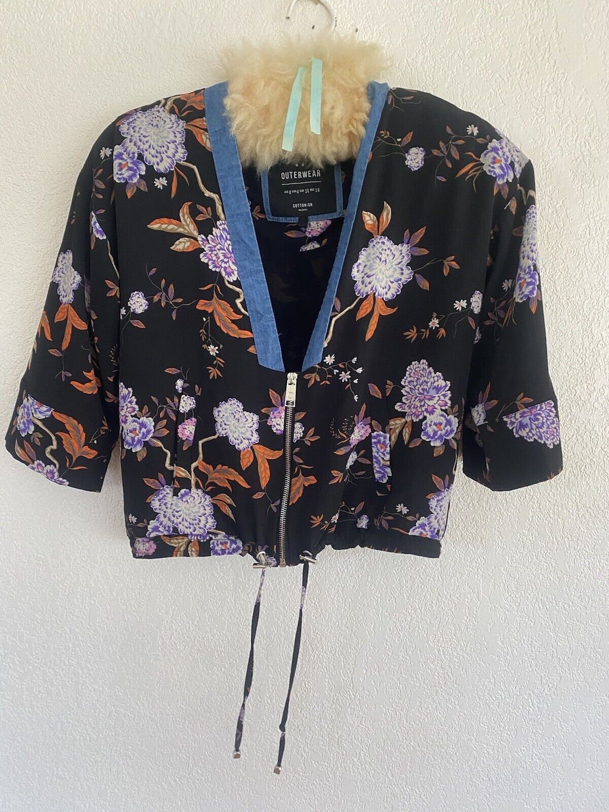 Black Floral Jacket - Cotton On - Size Small