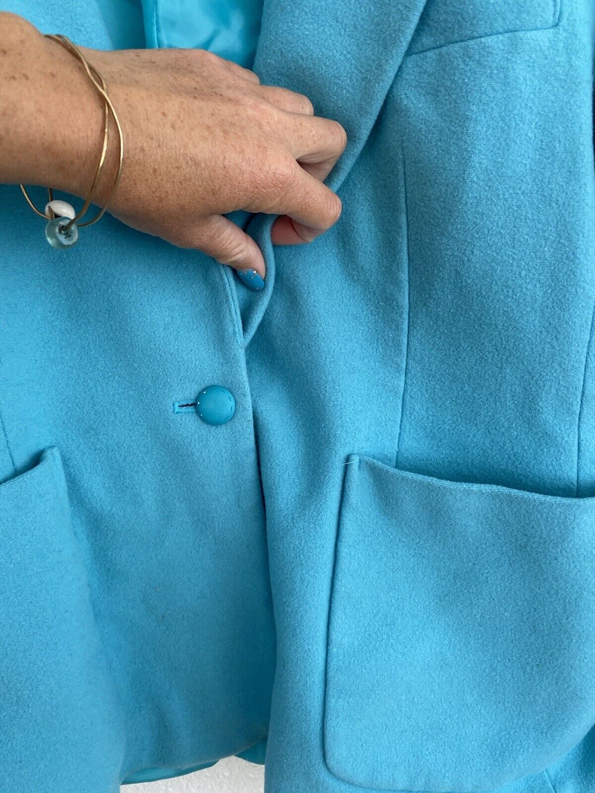 Teal Blue Wool Cashmere Blazer - Chadwicks - Women’s Large
