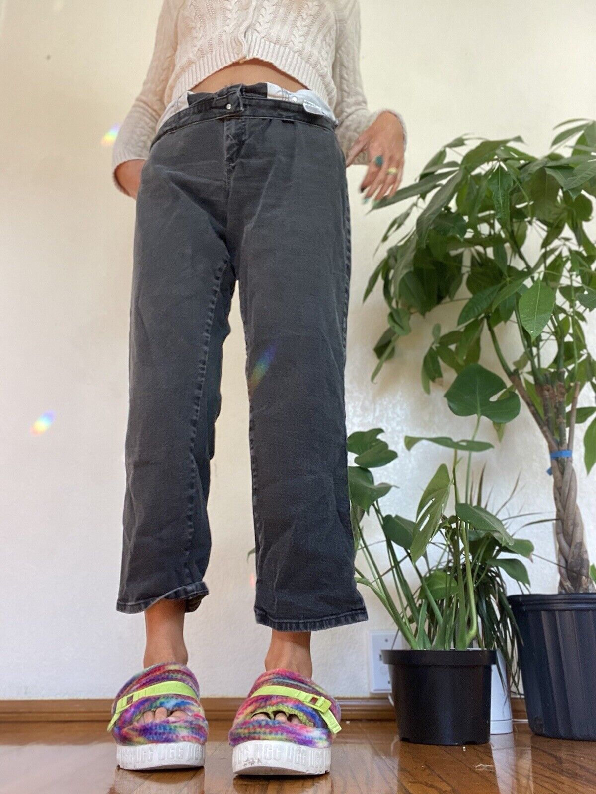 Black Straight Leg Jeans - Lee - 14 Short # 2203