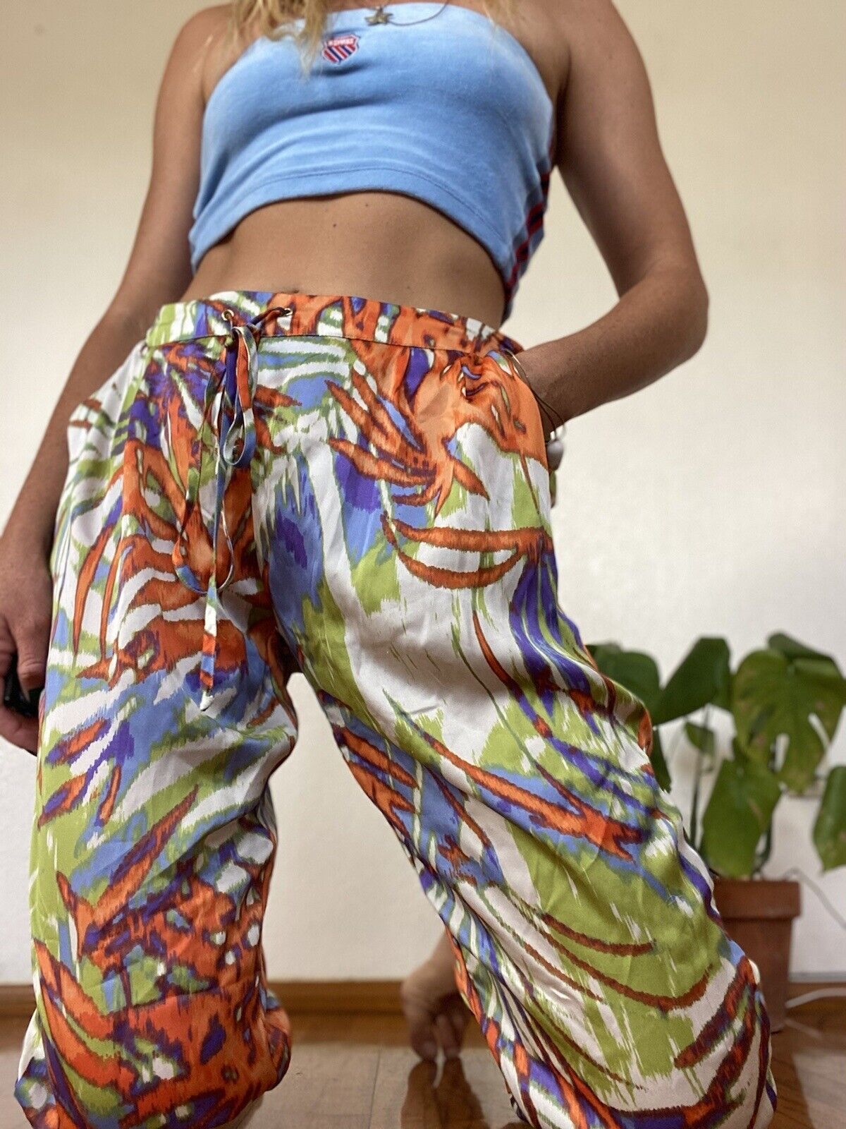 Orange Tropical Party Pants - Allen B - Women's 6