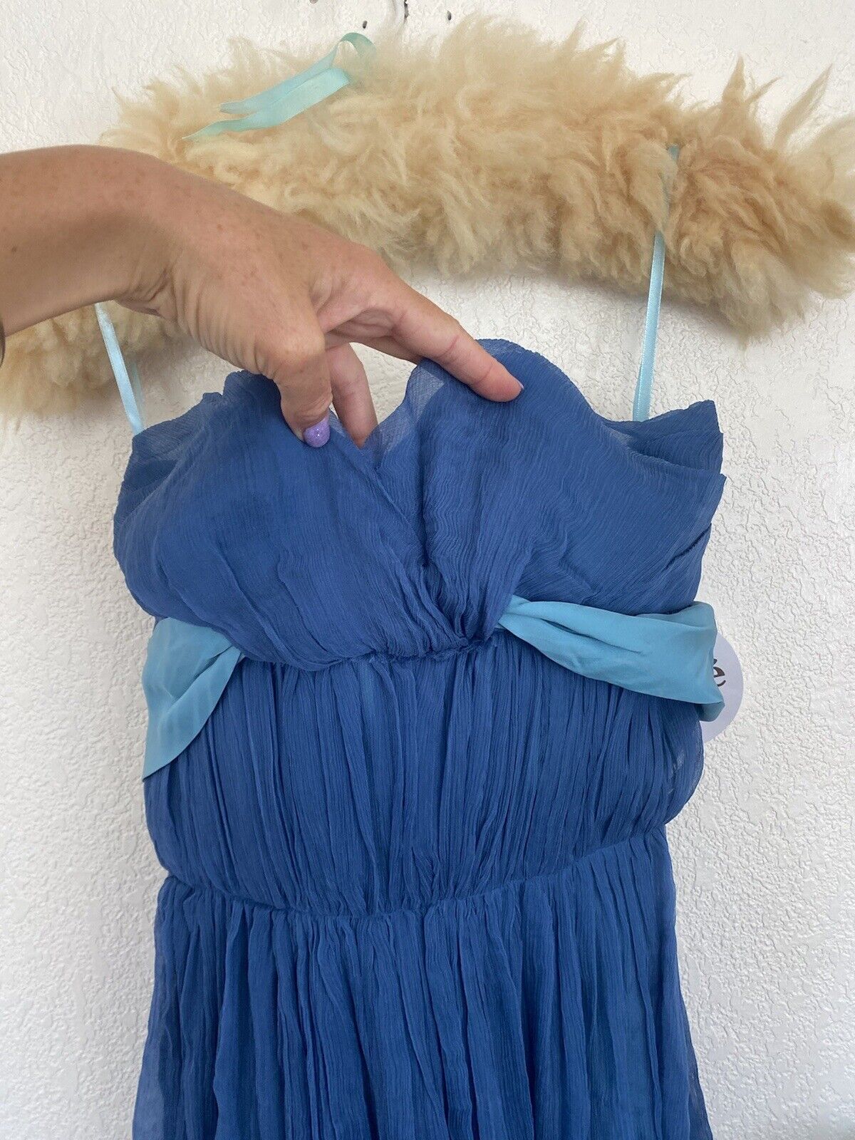 NWT Blue Silk Designer Dress - Chloe - Size 40 fits like a S