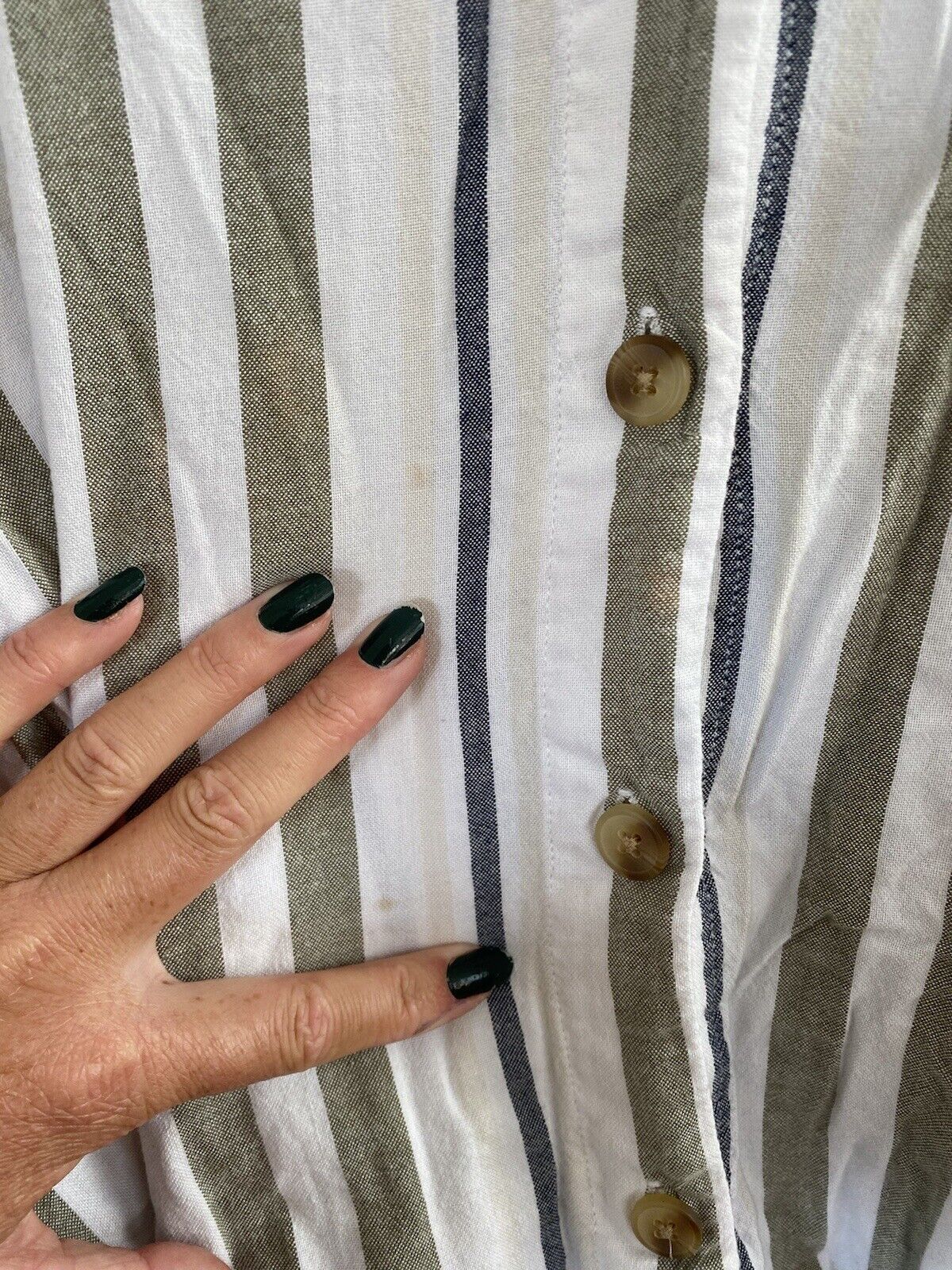 Vintage Stripe Linen Button Down Shirt - Unbranded - Women's XL