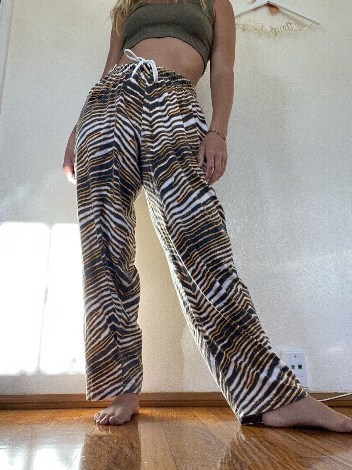 Zebra Print Wide Leg Lounge Pants - Zubaz NFL - Women's Large