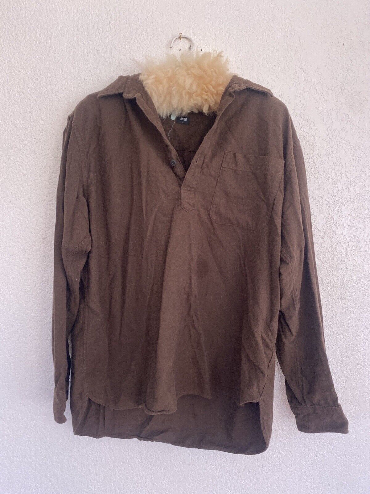 Brown Long Sleeve Polo Shirt - Uniqlo - Size Large