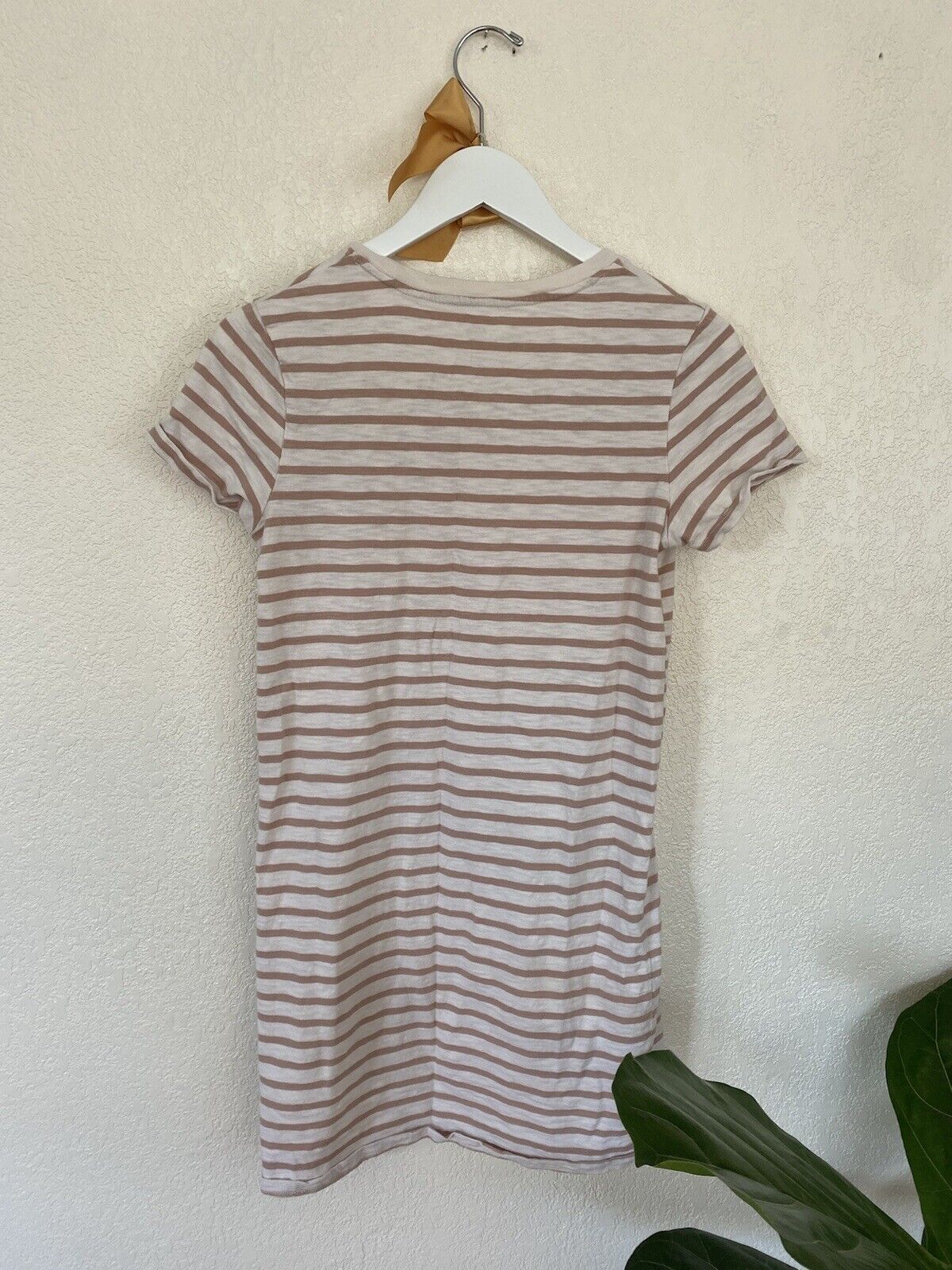 White and Tan Stripe Tshirt Dress - Universal Thread - Women's XS