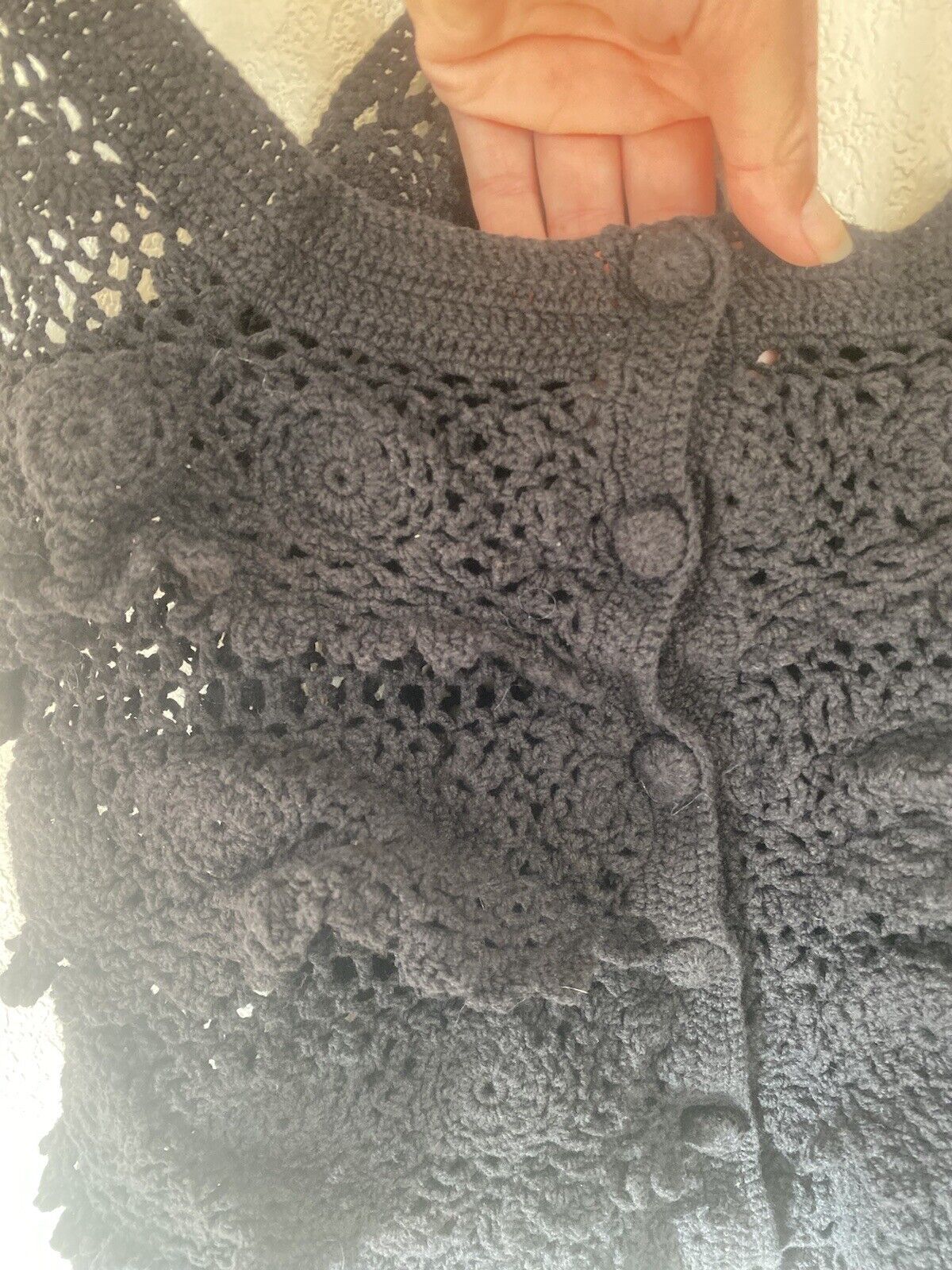 Black Crochet Button Down Tank Top - Hazel - Women’s Small