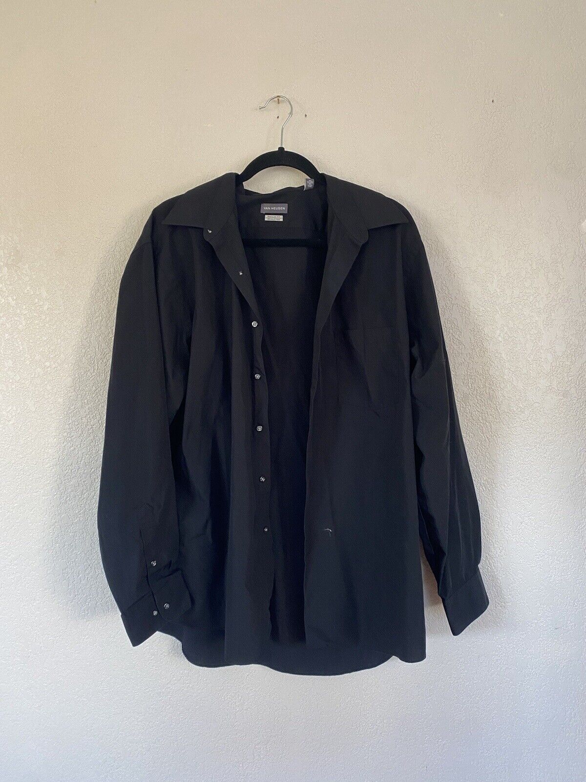 Black Button Down Shirt - Van Heusen - Men's XL # 2163