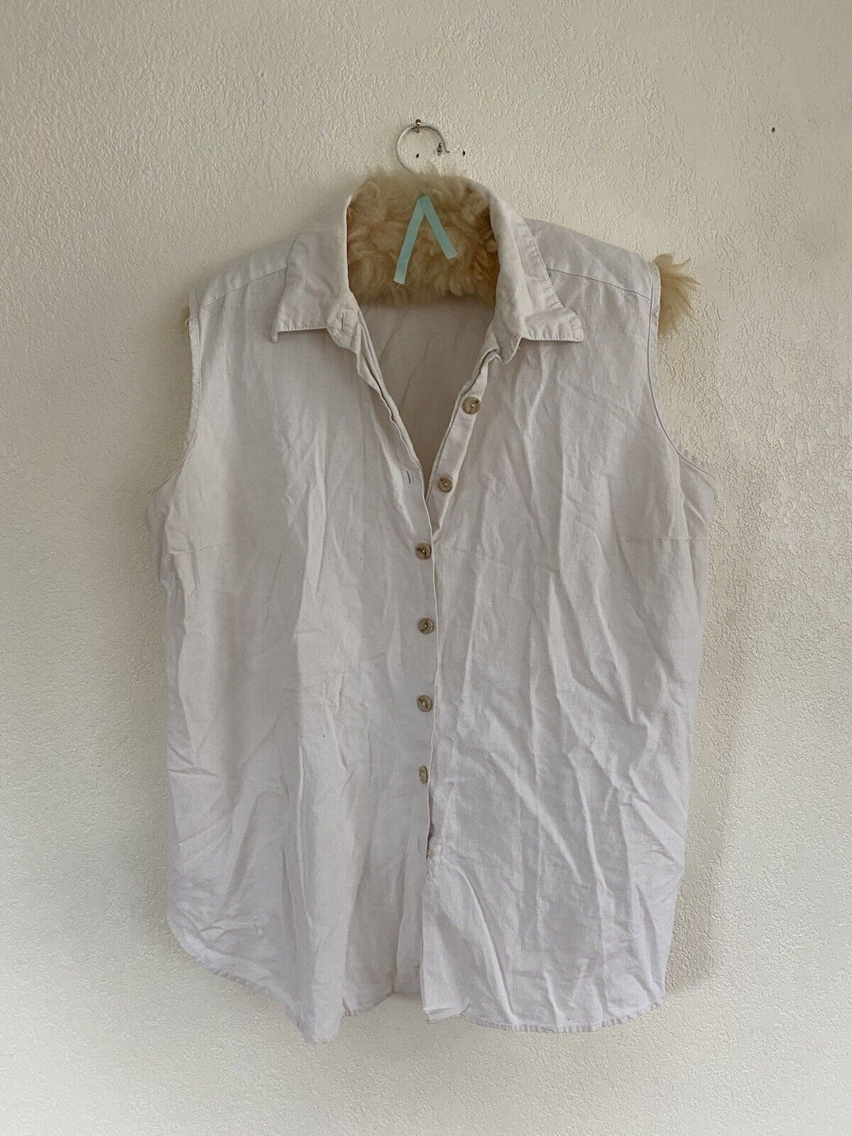 White Linen Button Down Shirt - Jacque & Koko - Size XL