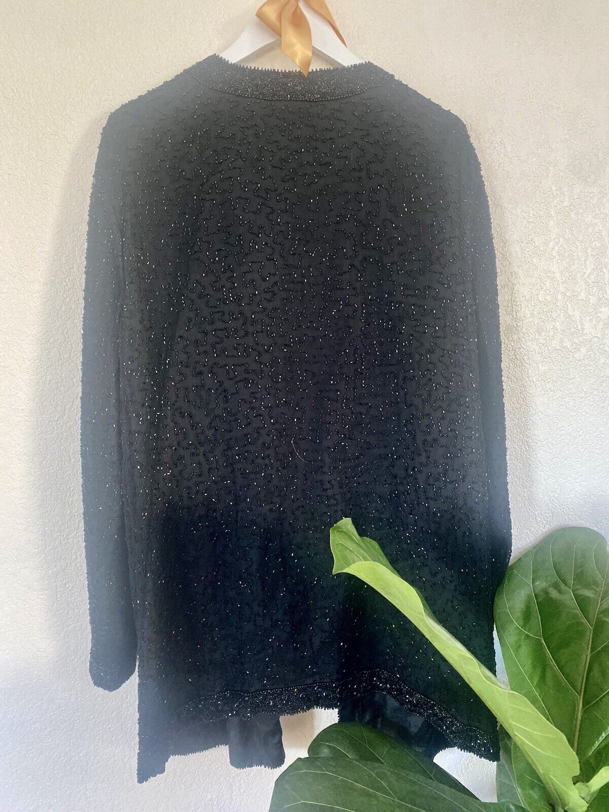 Vintage Black Silk Beaded Cardigan - Stenay - Women’s Large