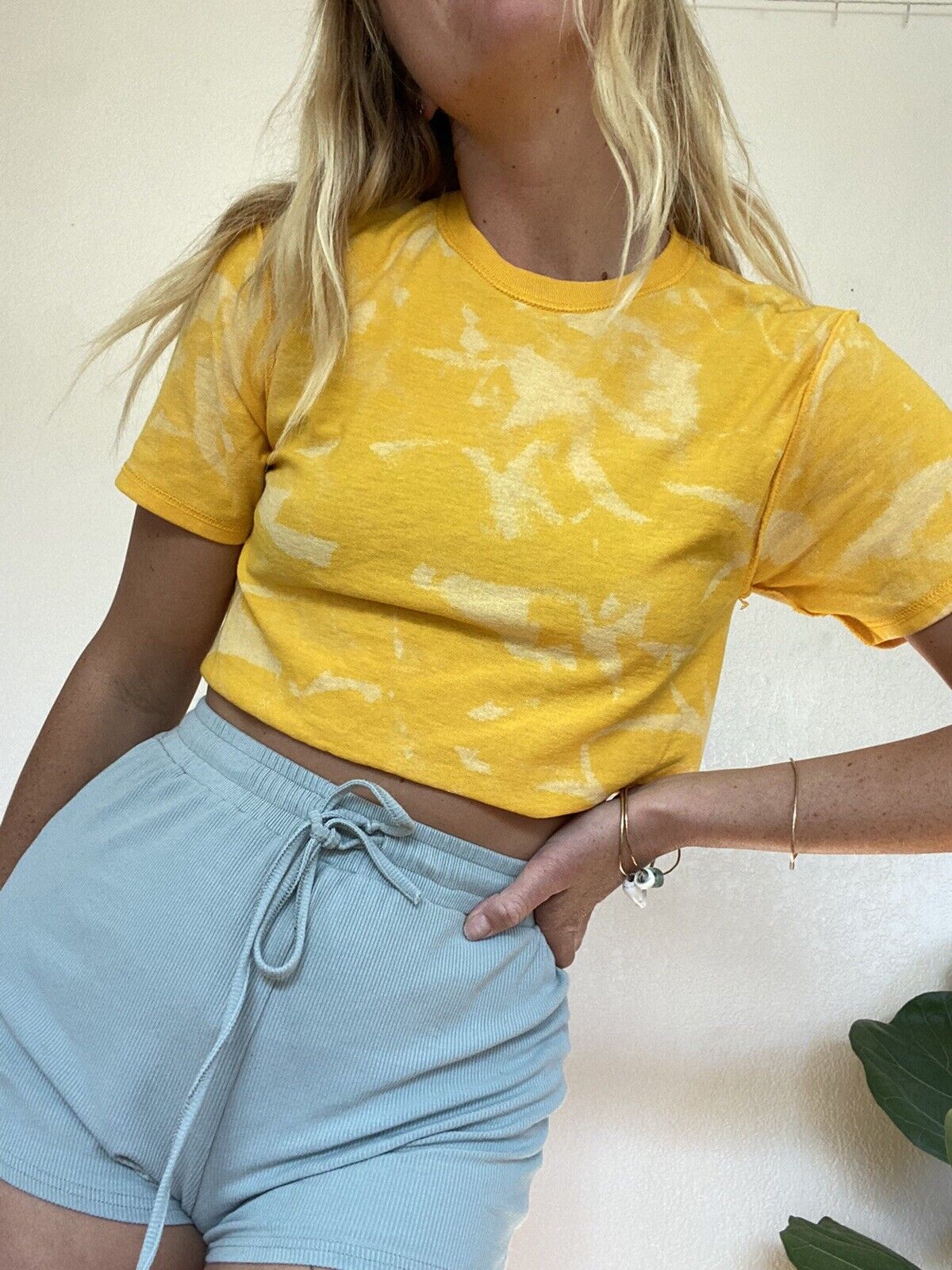 Yellow Tie Dye Crop T-Shirt