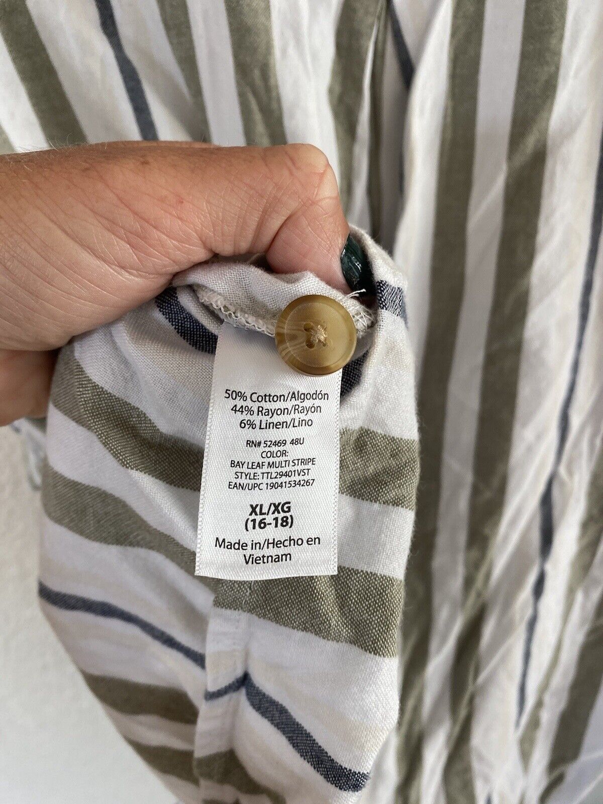 Vintage Stripe Linen Button Down Shirt - Unbranded - Women's XL