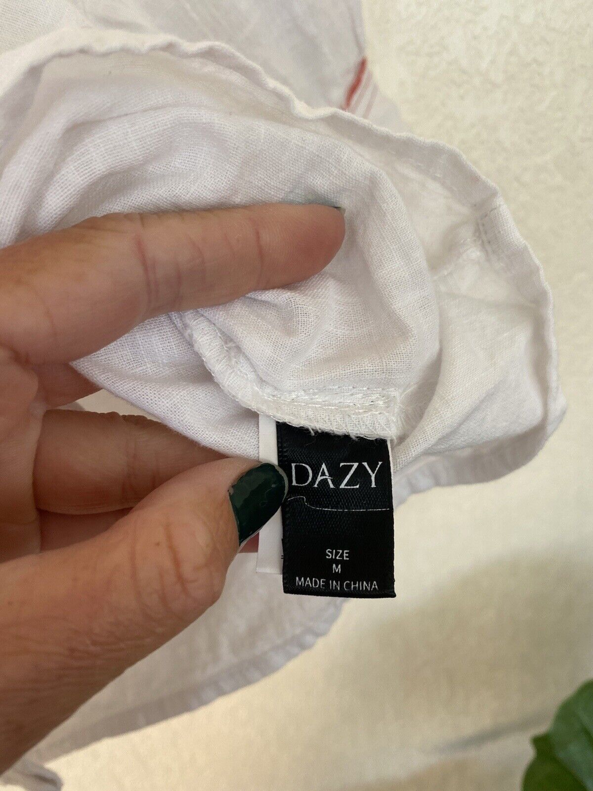 White Cropped Linen Button Down - Dazy- Women’s Medium