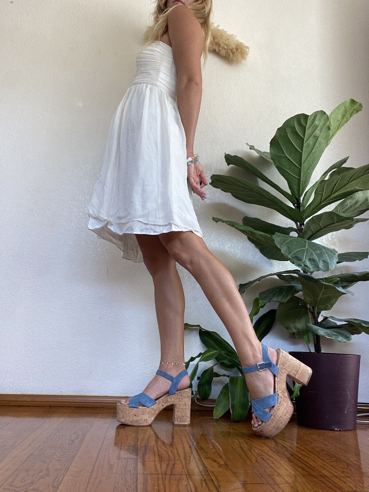 White Silk Strapless Dress - Donna Morgan - Size 6