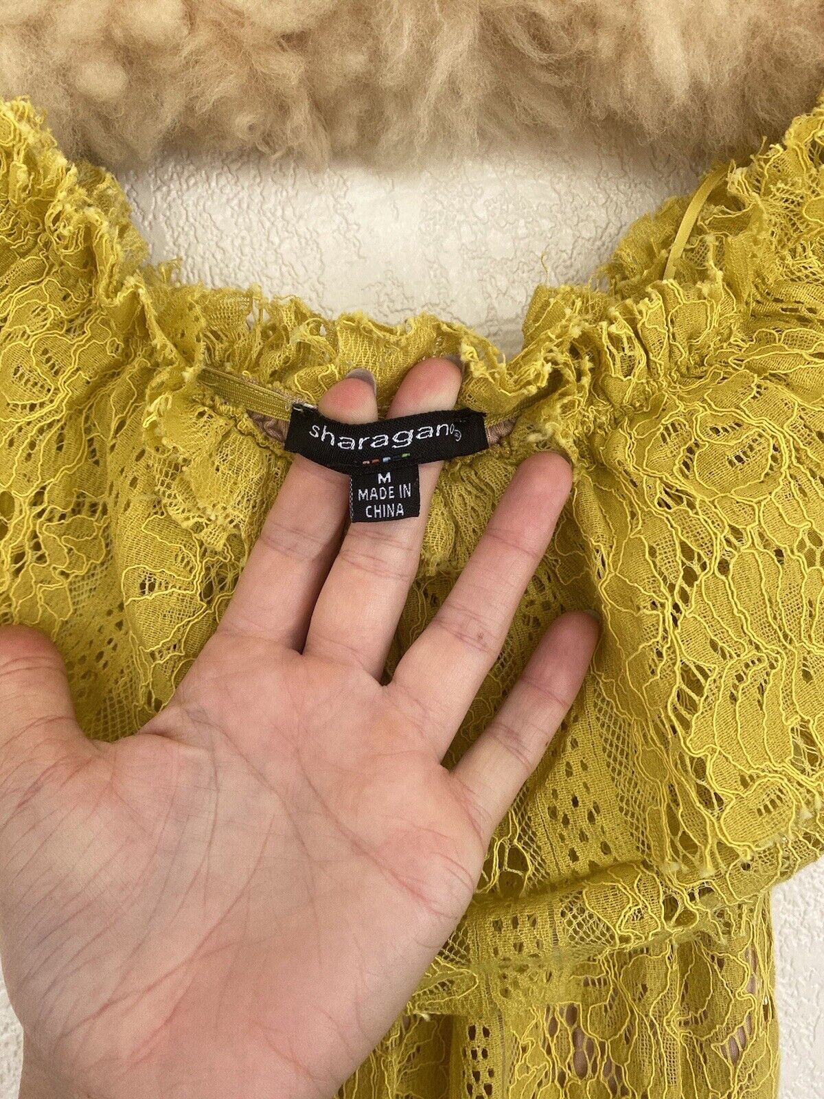 Yellow Off the Shoulder Midi Dress - Sharagano - Size Medium