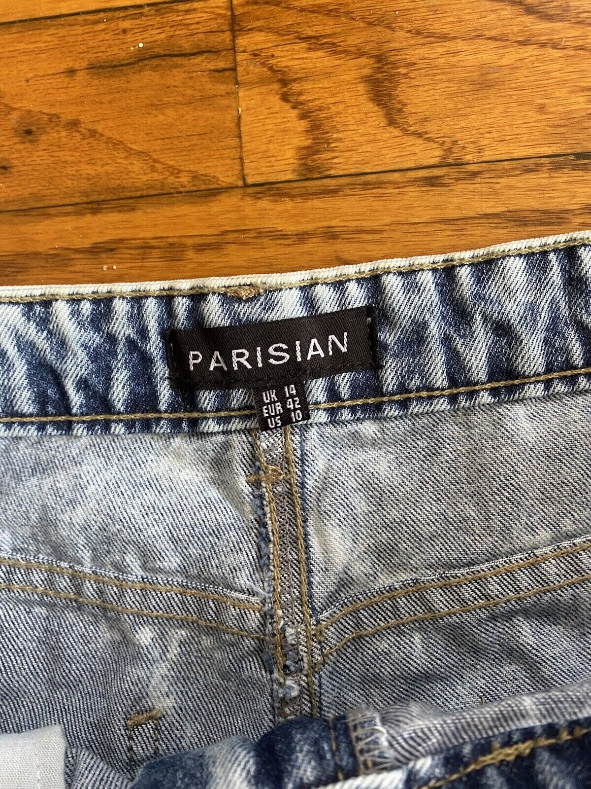 Blue Distressed Acid Wash Jeans - Parisian - Size 10