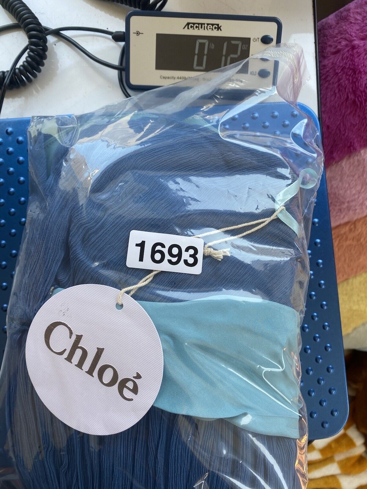 NWT Blue Silk Designer Dress - Chloe - Size 40 fits like a S